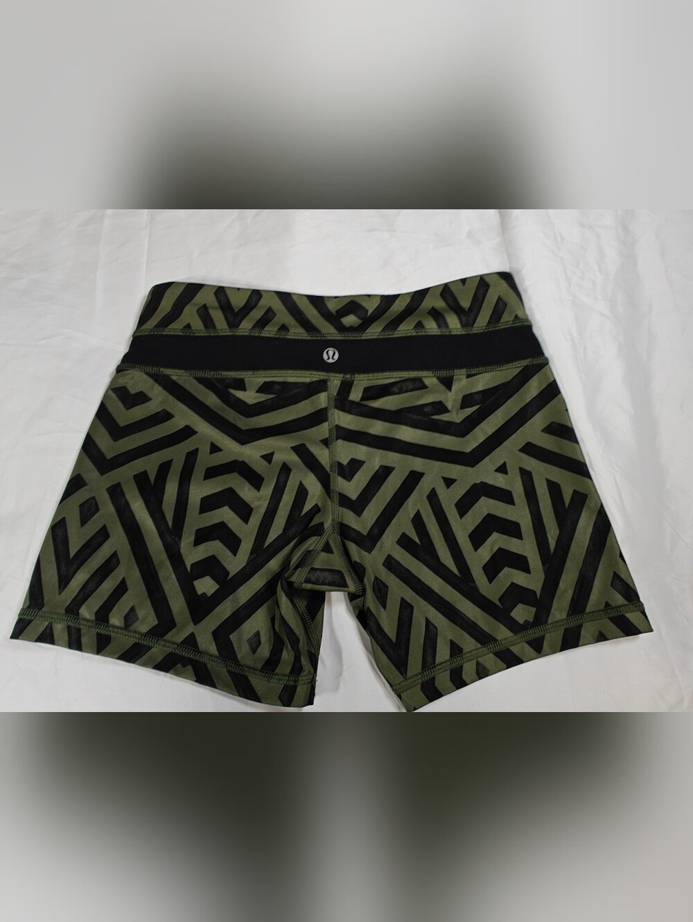 lululemon athletica Olive Green and Black Geometric Athletic Shorts